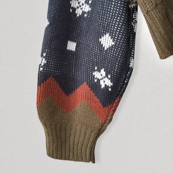 90s Southwestern Earthy Sweater Lodge Cabincore Americana Olive Rust Burnt L - Picture 7 of 10